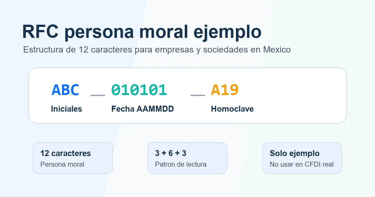 Ejemplos de RFC de persona moral con estructura de 12 caracteres